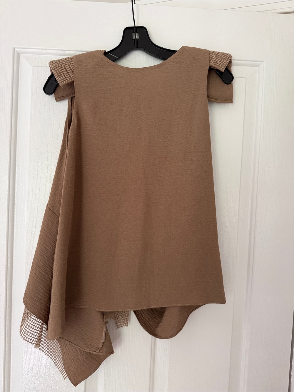 NWT BLISSD Tan Top with Shoulder Pads size S